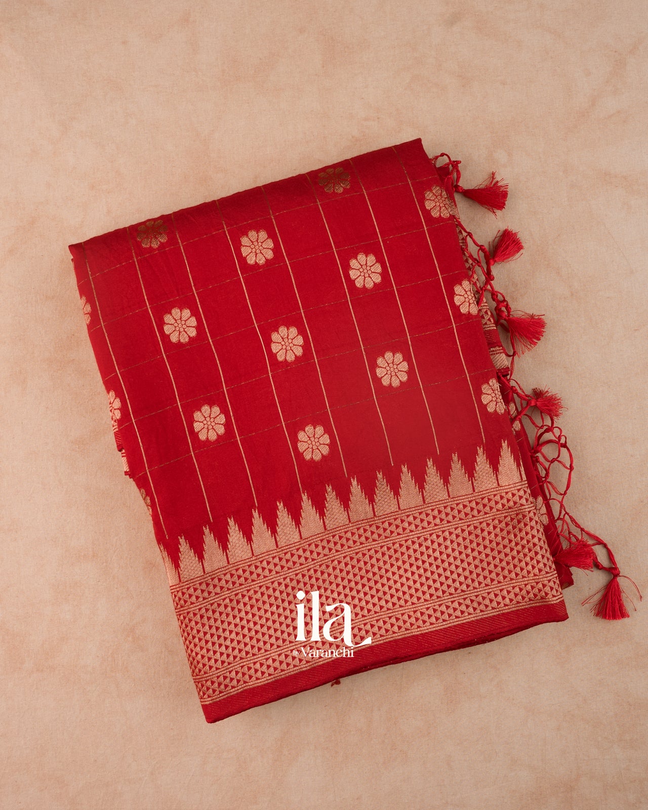 Crimson Red Assam Silk Saree
