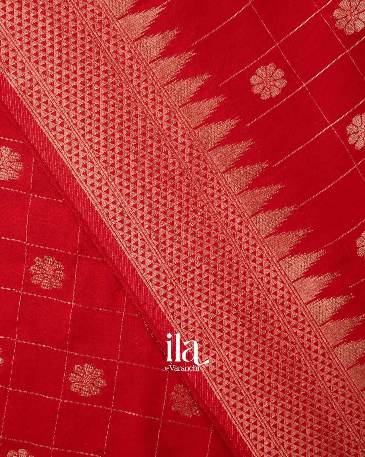 Crimson Red Assam Silk Saree