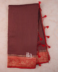 Deep Maroon Checkered Assam Silk Saree