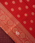 Deep Maroon Checkered Assam Silk Saree