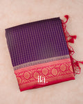 Deep Purple Checkered Assam Silk Saree