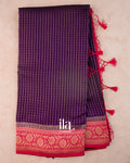 Deep Purple Checkered Assam Silk Saree