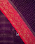 Deep Purple Checkered Assam Silk Saree
