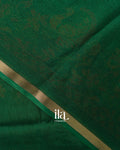 Bottle Green Peacock Printed Chinon Saree