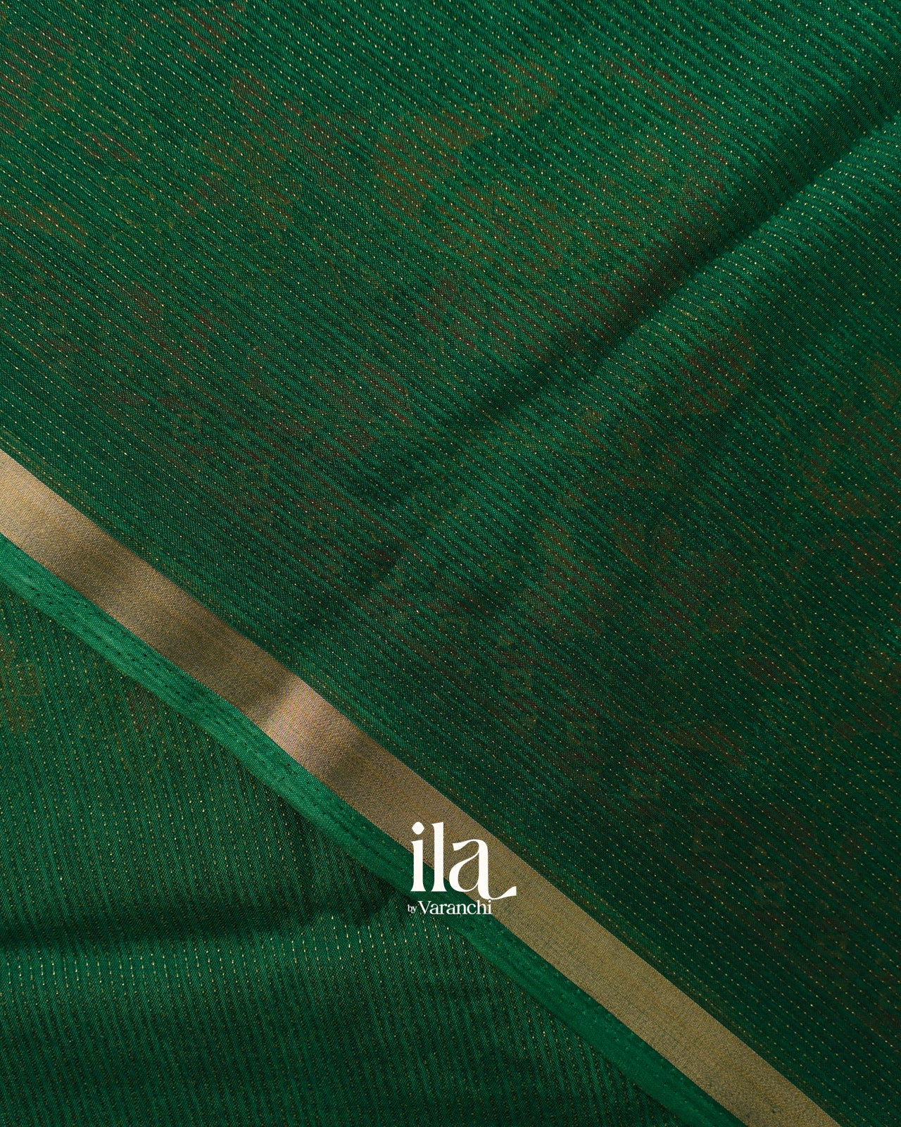 Bottle Green Peacock Printed Chinon Saree