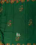 Bottle Green Peacock Printed Chinon Saree