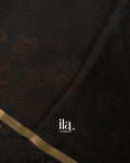 Black Peacock Printed Chinon Saree