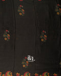 Black Peacock Printed Chinon Saree
