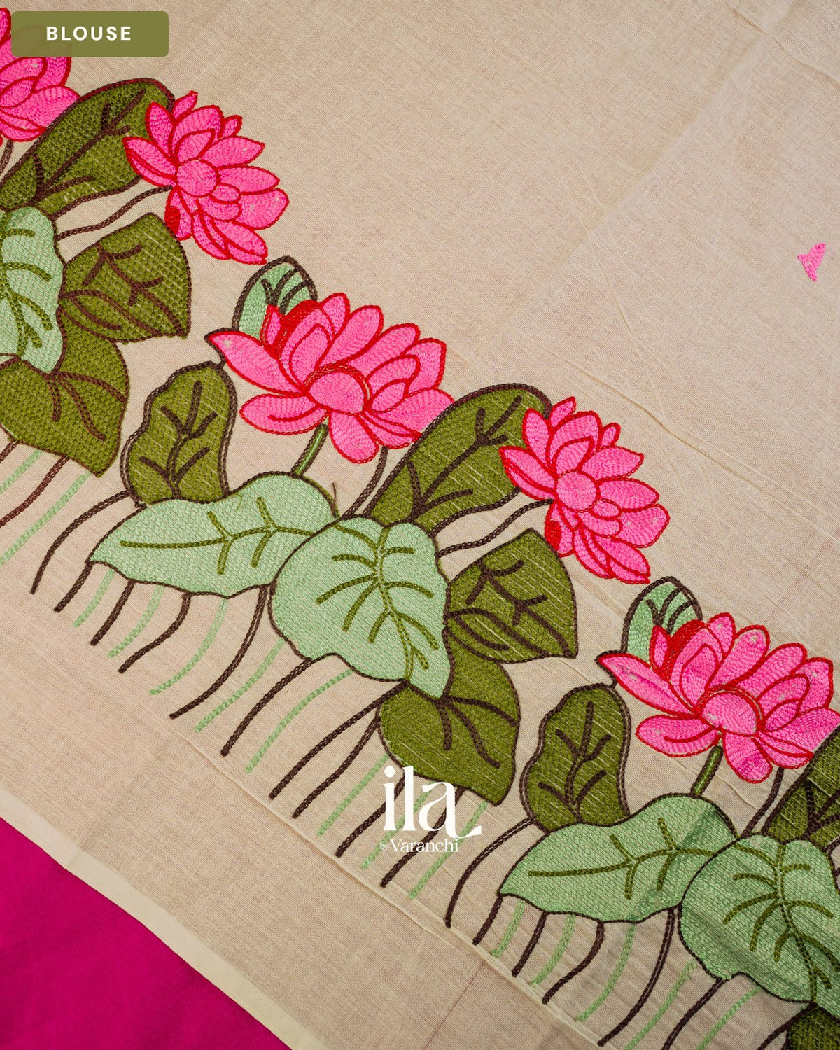 Rani Pink Bengal Khadi Saree — Blouse