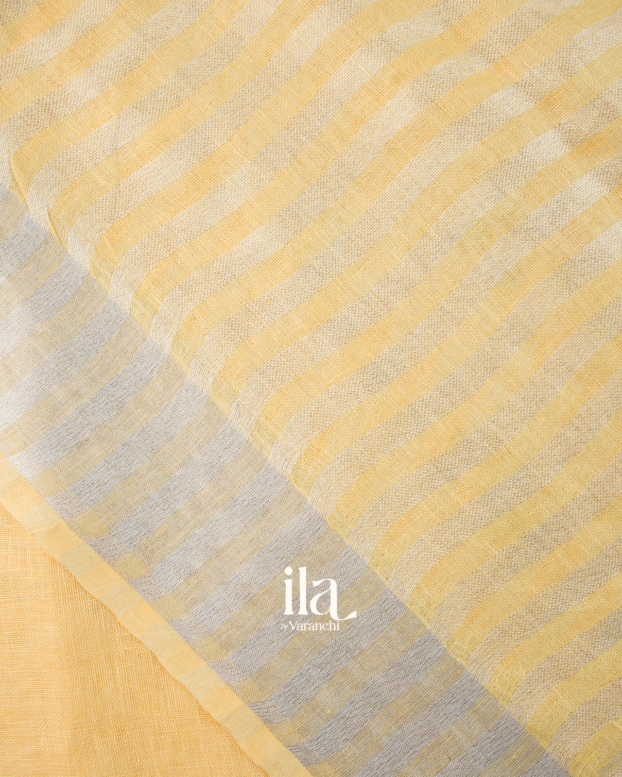 Ivory French Knot Embroidered Pure Linen Saree