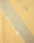 Ivory French Knot Embroidered Pure Linen Saree