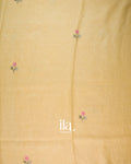 Ivory French Knot Embroidered Pure Linen Saree