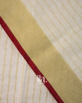 Ivory Striped Pure Linen Saree