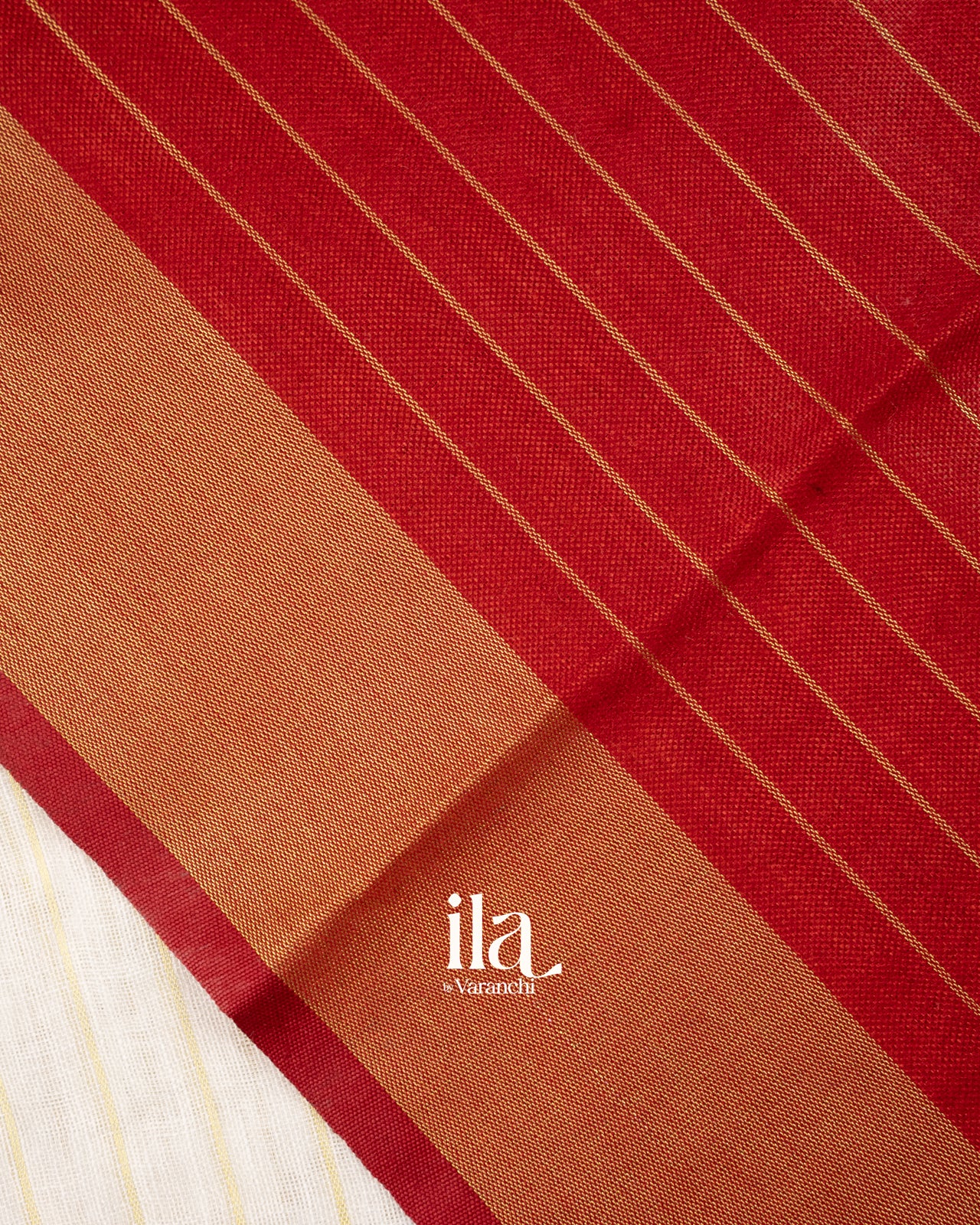 Ivory Striped Pure Linen Saree