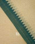 Beige Floral Embroidered Semi Linen Tissue Saree
