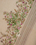 Beige Floral Embroidered Semi Linen Tissue Saree