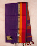 Deep Purple Pure Maheshwari Silk Cotton Handloom Saree