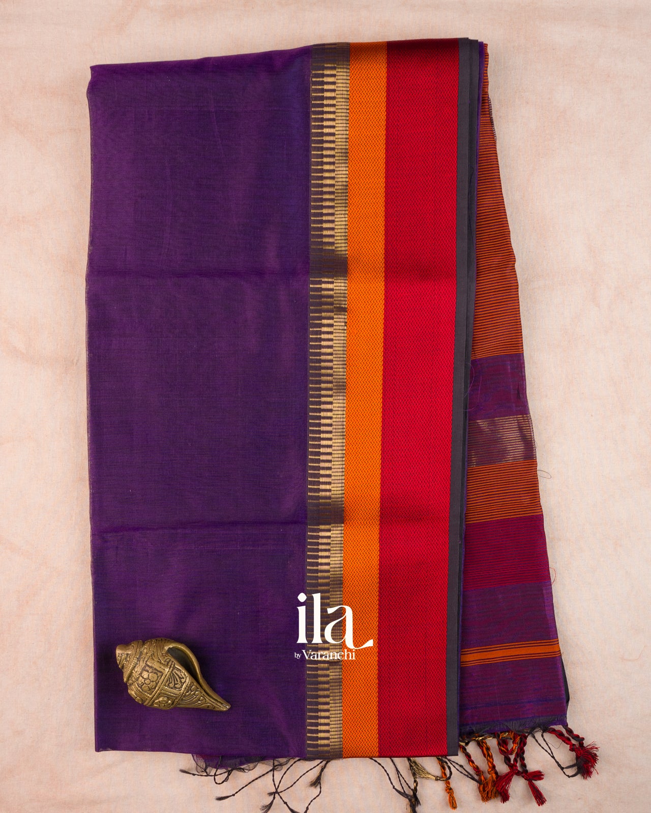Deep Purple Pure Maheshwari Silk Cotton Handloom Saree