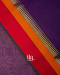 Deep Purple Pure Maheshwari Silk Cotton Handloom Saree