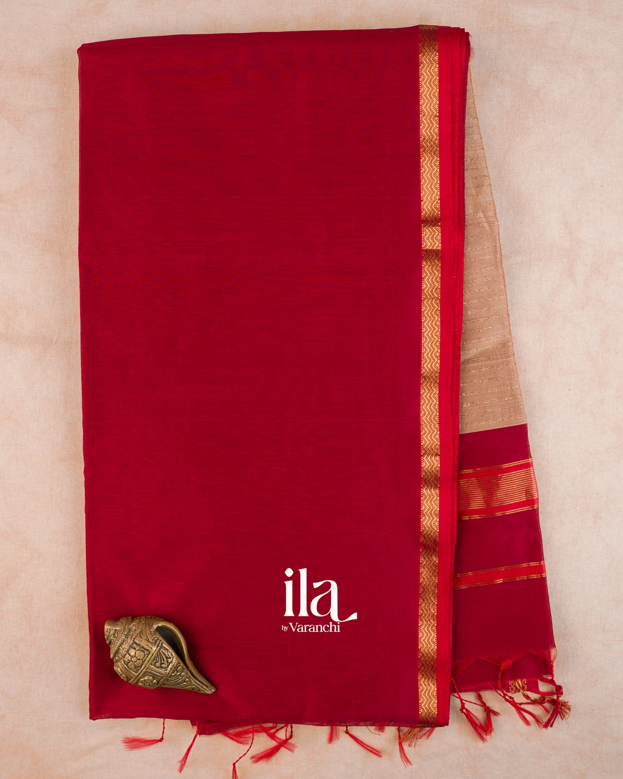 Crimson Red Pure Maheshwari Silk Cotton Handloom Saree