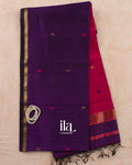 Deep Purple Pure Maheshwari Silk Cotton Handloom Saree
