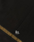 Jet Black Striped Pure Maheshwari Silk Cotton Handloom Saree