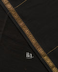 Jet Black Striped Pure Maheshwari Silk Cotton Handloom Saree