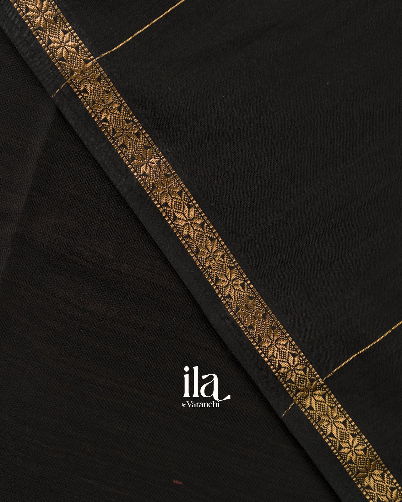 Jet Black Striped Pure Maheshwari Silk Cotton Handloom Saree