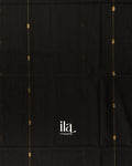 Jet Black Striped Pure Maheshwari Silk Cotton Handloom Saree