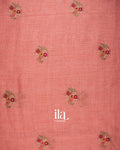 Dusty Rose Floral Embroidered Floral Semi Linen Saree
