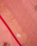 Dusty Rose Floral Embroidered Floral Semi Linen Saree