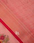 Dusty Rose Floral Embroidered Floral Semi Linen Saree
