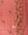 Dusty Rose Floral Embroidered Floral Semi Linen Saree