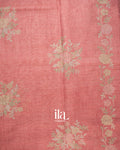 Coral Pink Floral Printed and Embroidered Semi Linen Tissue Saree