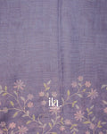 Lavender Floral Jaal Aari Work Semi Linen Tissue Saree