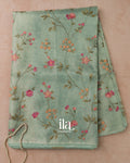 Sage Green Floral Embroidered Semi Kota Saree