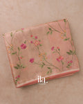 Peach Floral Embroidered Semi Kota Saree