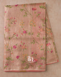Peach Floral Embroidered Semi Kota Saree