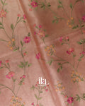 Peach Floral Embroidered Semi Kota Saree