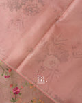 Peach Floral Embroidered Semi Kota Saree