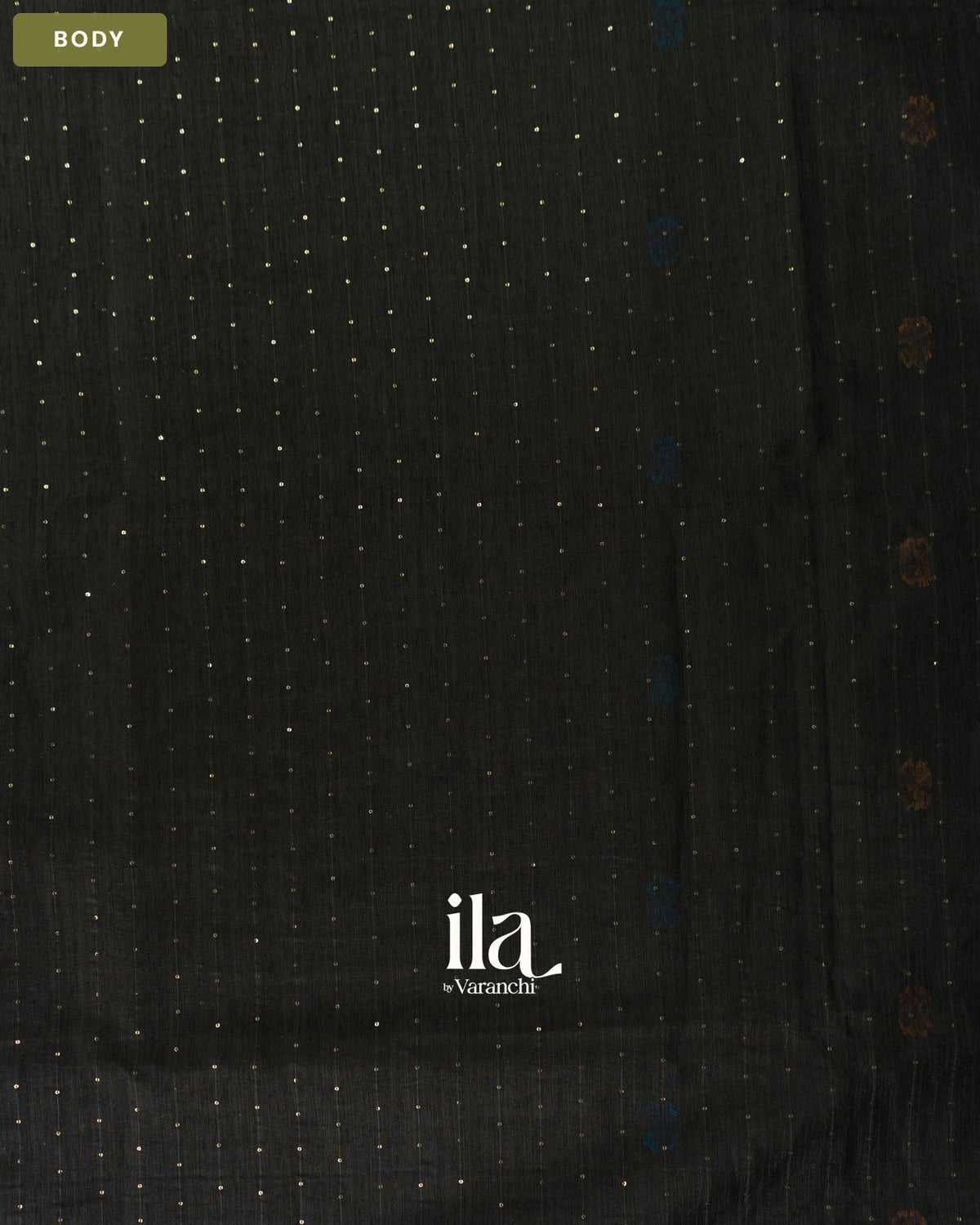 Black Jamdani Sequin with Paithani Pallu Semi Matka Saree — Body