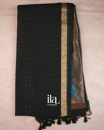 Black Sequin with Paithani Pallu Semi Matka Saree