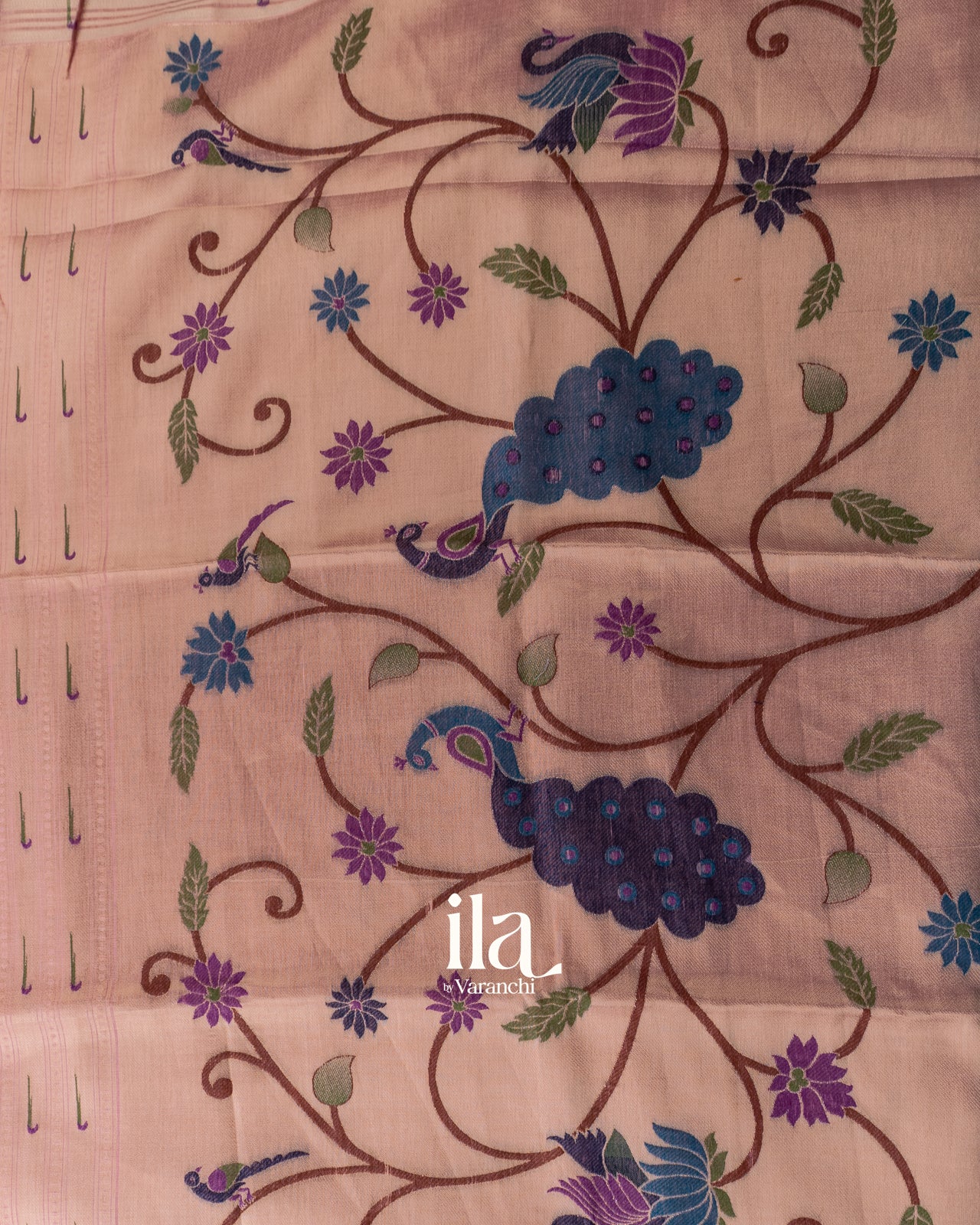 Baby Pink Paithani Pallu Semi Cotton Saree