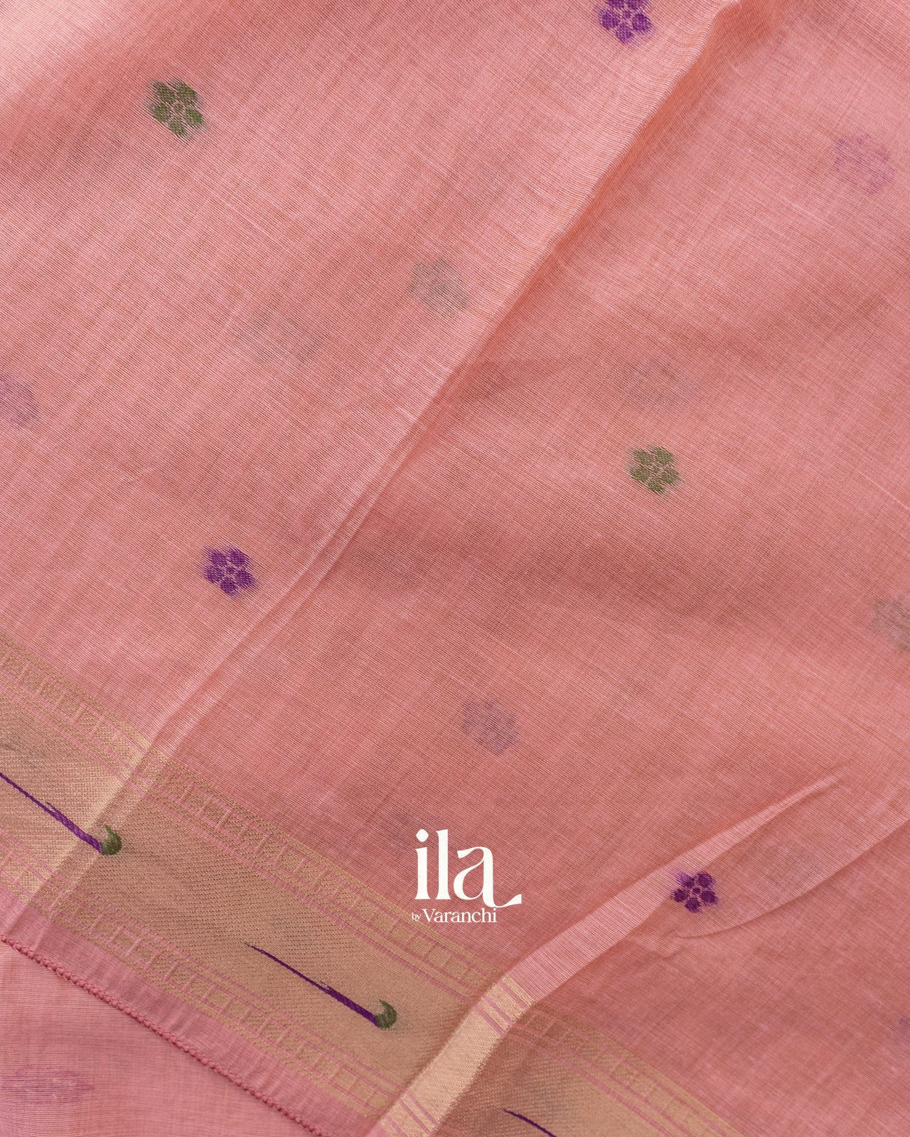 Baby Pink Paithani Pallu Semi Cotton Saree