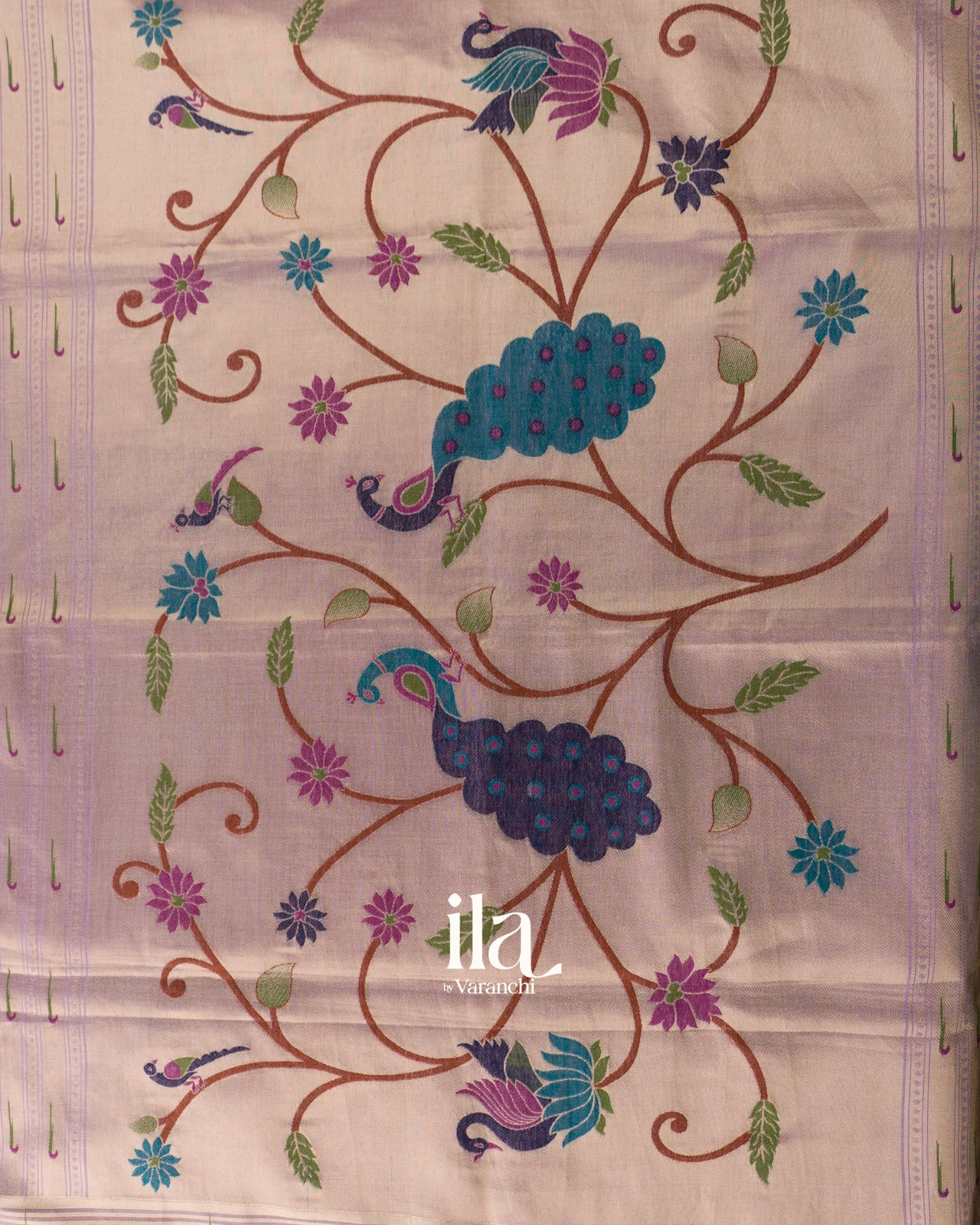 Lilac Paithani Pallu Semi Cotton Saree