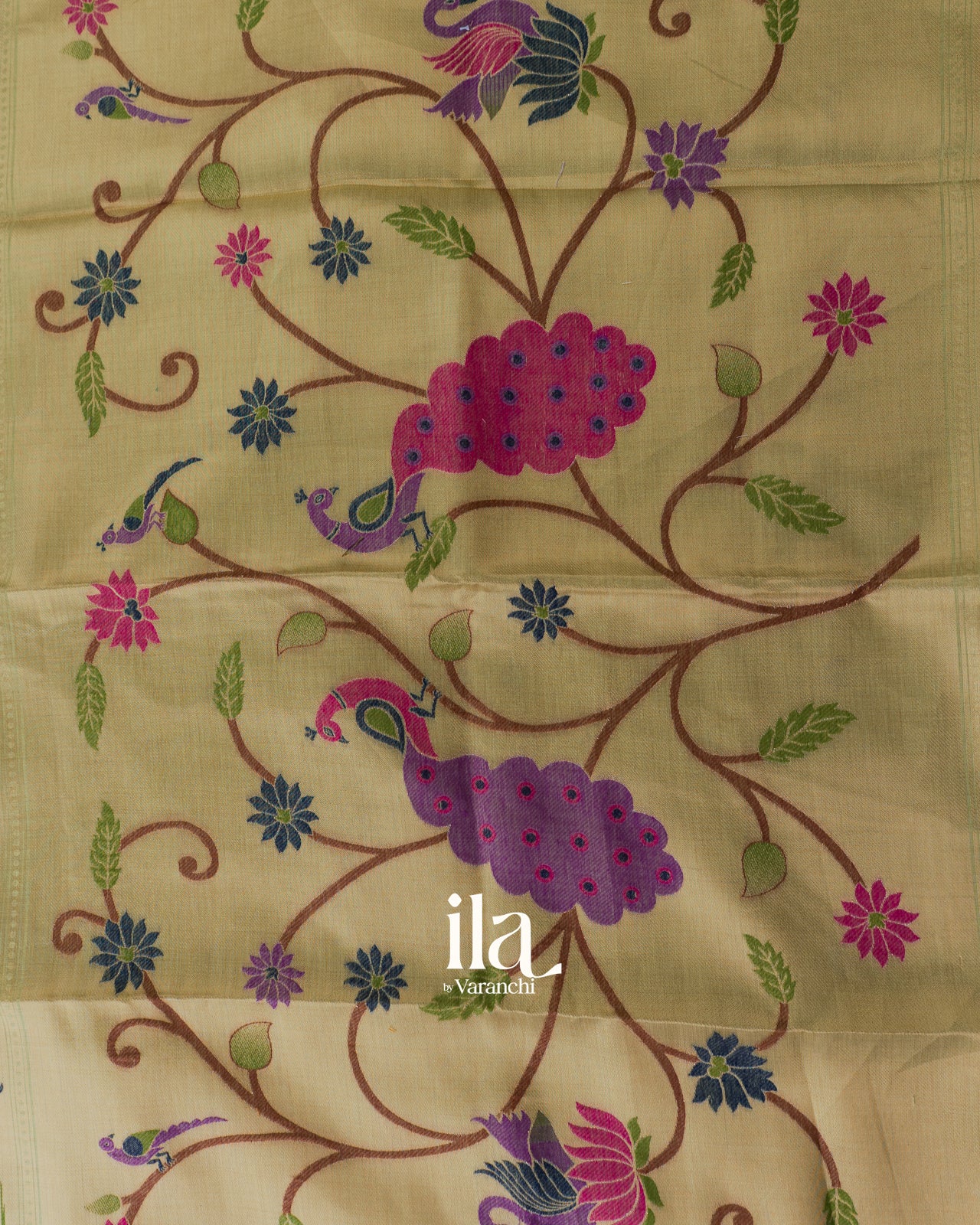 Pista Green Paithani Pallu Semi Cotton Saree