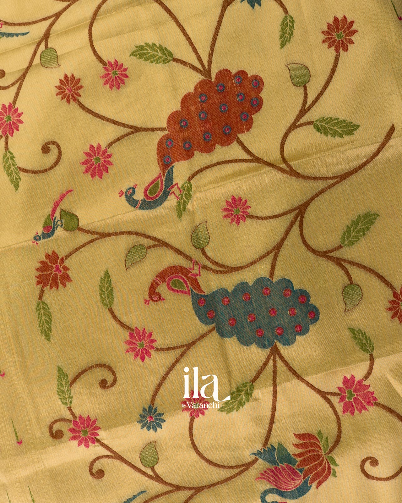 Mustard Yellow Paithani Pallu Semi Cotton Saree