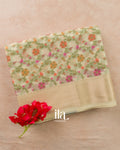 Ivory Floral Jaal Semi Linen Saree