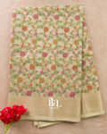 Ivory Floral Jaal Semi Linen Saree