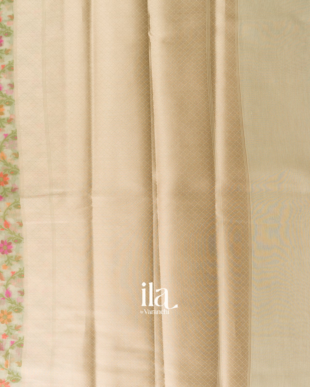 Ivory Floral Jaal Semi Linen Saree
